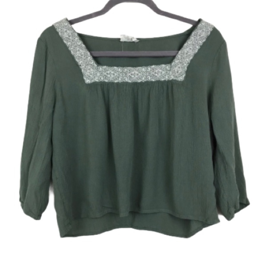 LA Hearts great with white crochet blouse